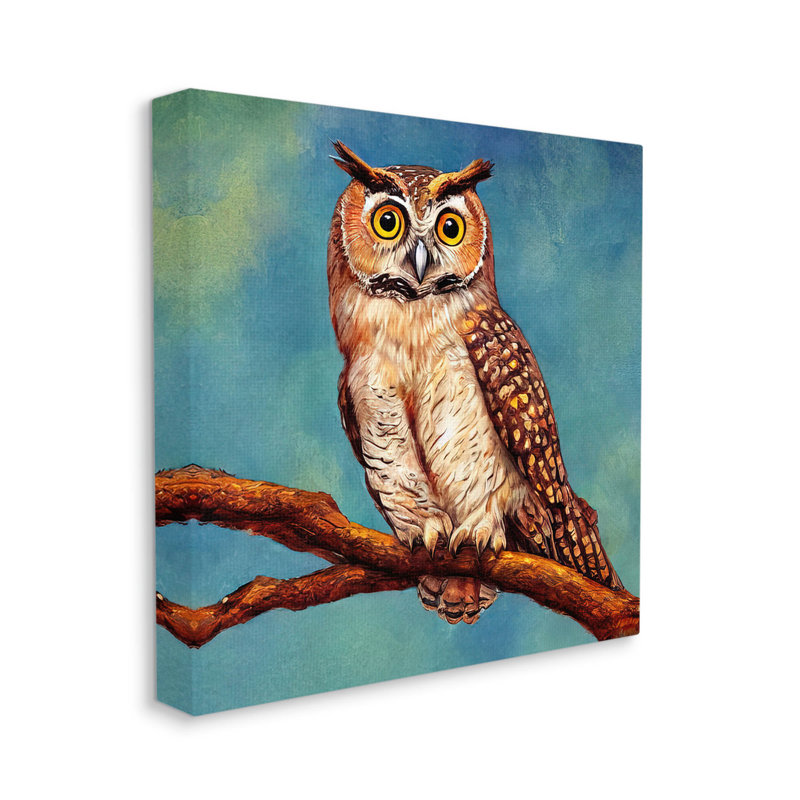 «Détaillé hibou peinture nature toile» par Alpenglow atelier, H 36 po x l 36 po x P 1,5 po