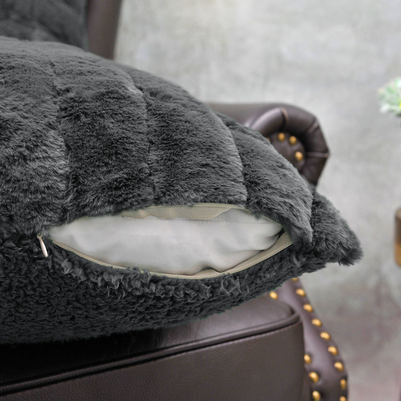 Housse de coussin Super Mink, Gris anthracite