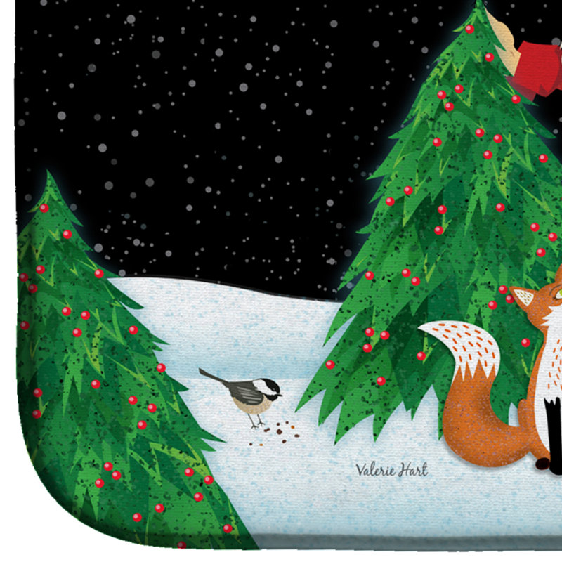 Santa Claus Christmas Multicolor Rectangular Dish Drying Mat
