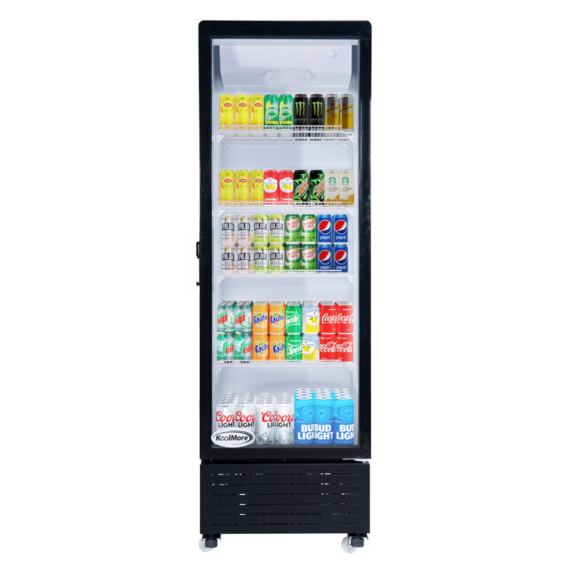 23 in. One Glass Door Commercial Display Merchandiser Refrigerator Cooler in Black, 10 cu. ft.