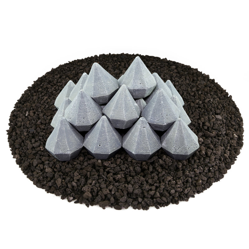 3'' x 3'' Ceramic Fire Pit Accessory, Pewter Gray