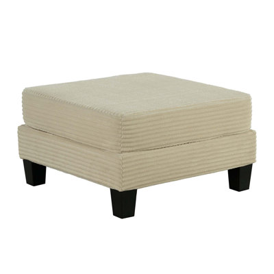 Repose-pieds contemporain avec rangement en bois et velours côtelé beige pour le salon