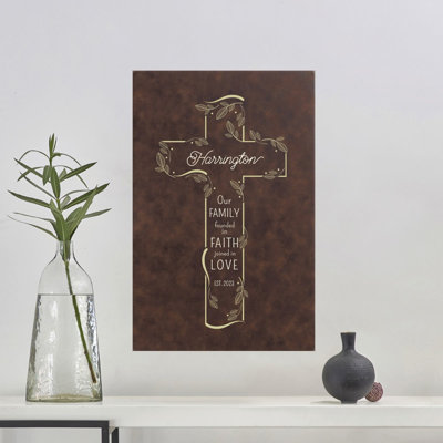 Family Cross Leatherette Canvas 12x18