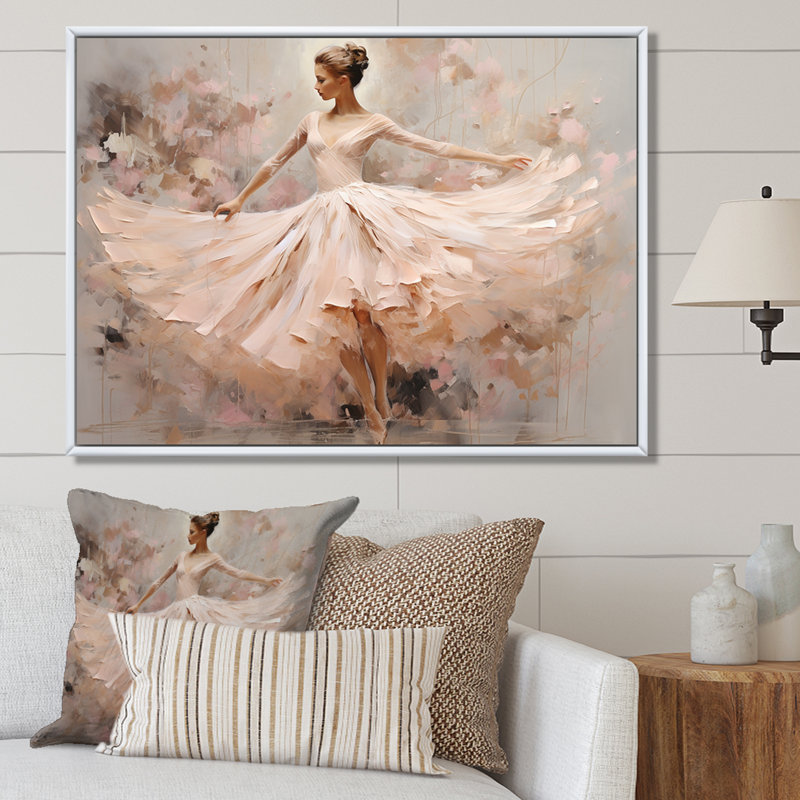 Beige or minimalisme ballerine I - impressions encadrées de ballet, H 30 po x l 40 po x P 1,5 po, Cadre naturel flottant