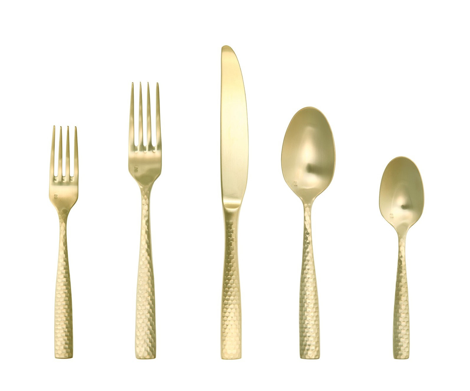 Fortessa Lucca Faceted 5 Piece 18/10 Stainless Steel Flatware Set ...