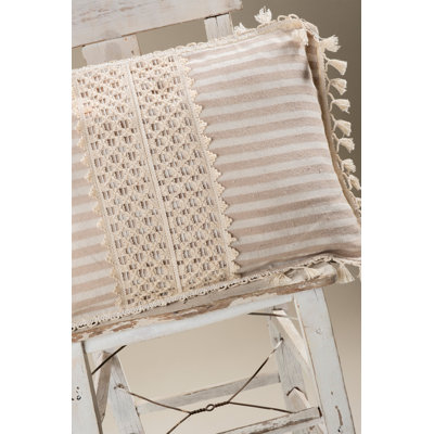 Arrowpoint Striped White Rectangular Throw Cushion Cover