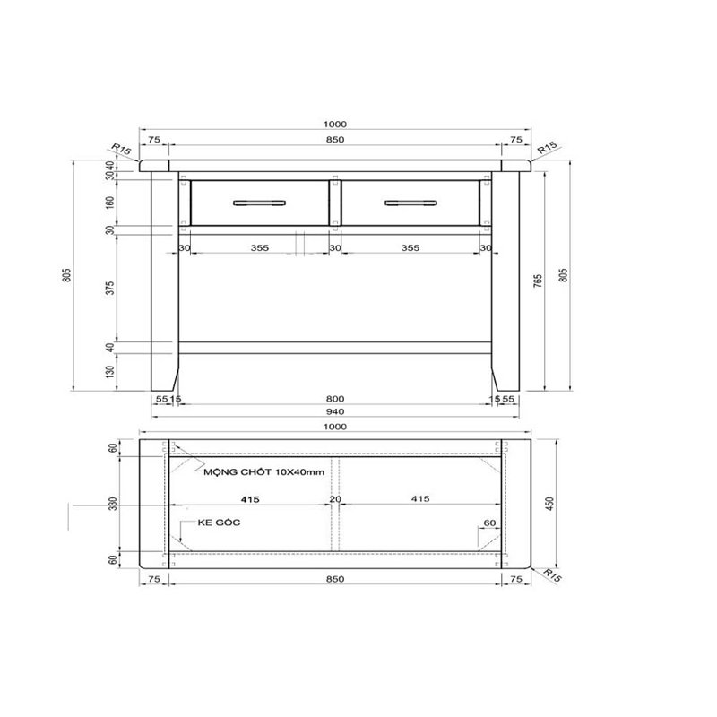 Ashly 100cm Solid Wood Console Table