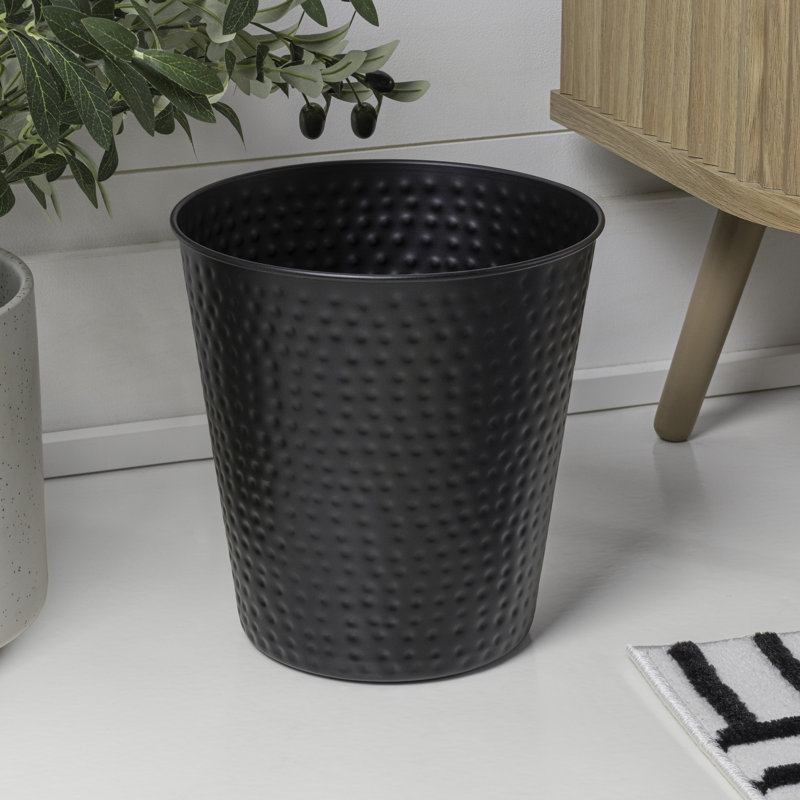 Poubelle en acier martelé 2 gallons Axel, Noir mat