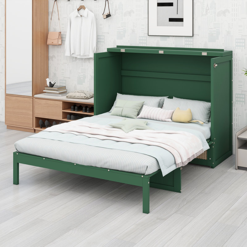 Lit rabattable avec beaucoup de rangement pour les tiroirs, Vert