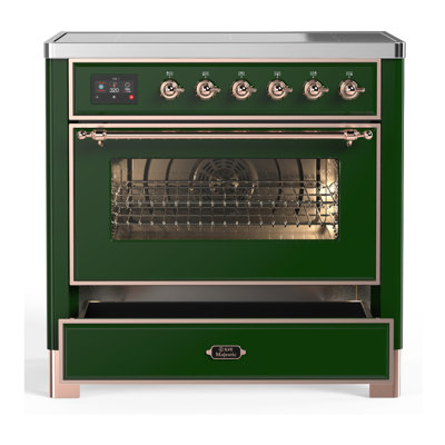 Majestic III Series 36 Inch Induction Range with 6 Induction Elements in Emerald Green (Copper Trim)