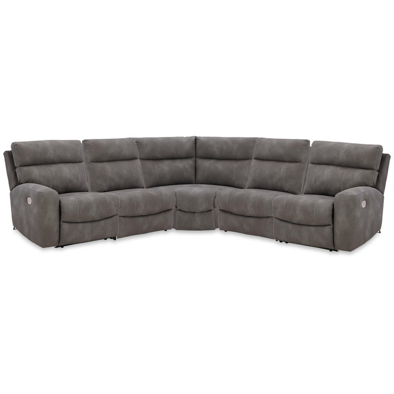 Canapé modulaire inclinable électrique 5 pièces Durapella, Similicuir gris