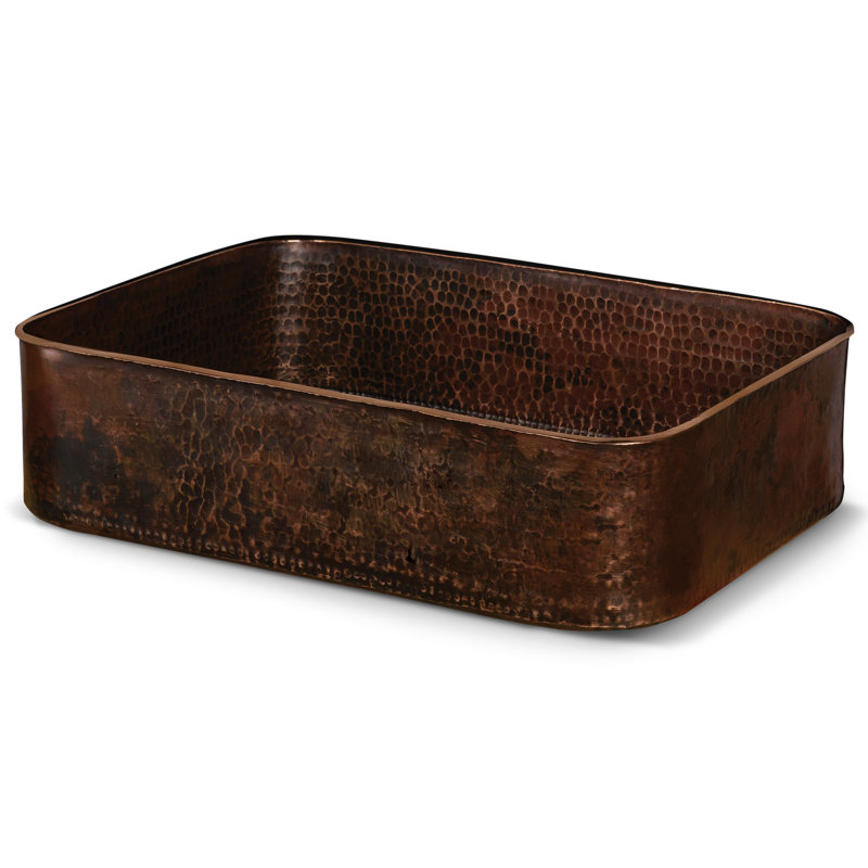 Lavabo vasque rectangulaire en cuivre forgé à la main 19 po Old World