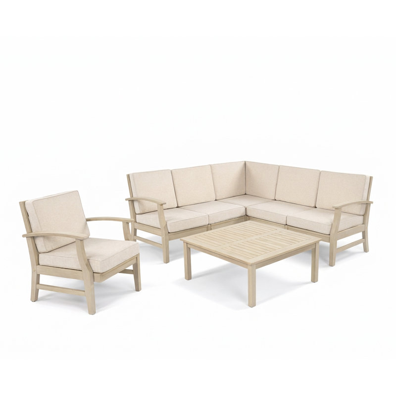 Bevens 6 Piece Sectional Set with Cushion, Sand