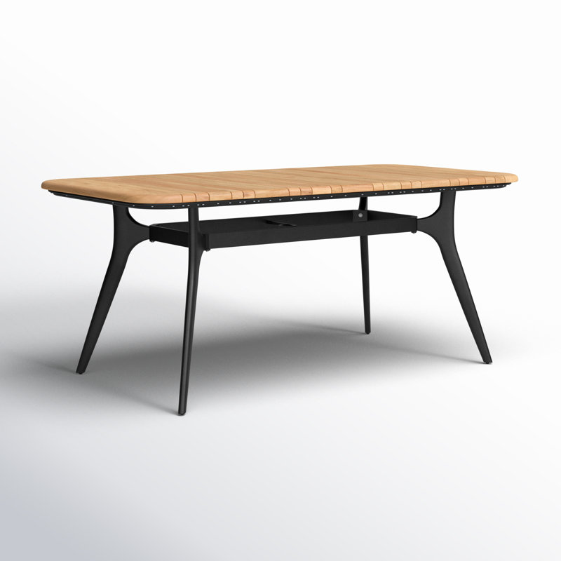 Murcano 70" Modern Outdoor Dining Table with Trestle Base - Grade-A Teak & Aluminum Patio Table for 6