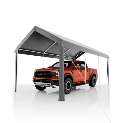 Heavy Duty 10x20FT Carport Canopy - Waterproof & UV Resistant PE Cover - Galvanized Steel Frame - Easy Setup Outdoor Portable Garage Shelter for Cars, Trucks, Boats - Gray