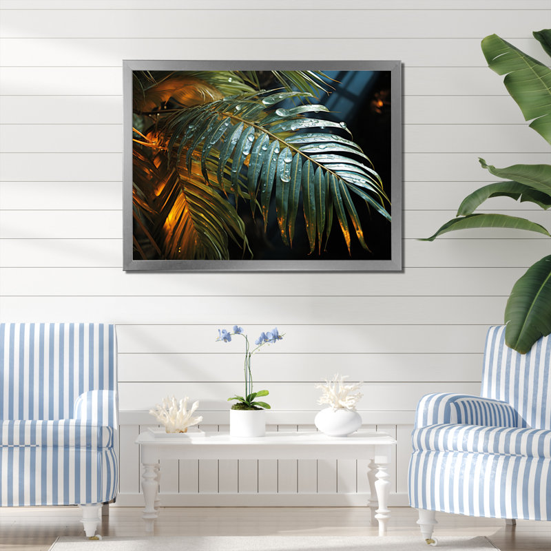 «Corto Beach Tropical Paradise I», reproduction sur toile, H 16 po x l 32 po x P 1 po, Cadre simple argenté