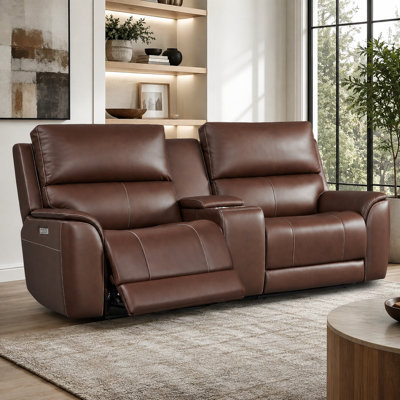 88'' Oversized Loveseat Power Leather Reclining Loveseat with Zero Gravity and Lumbar Support