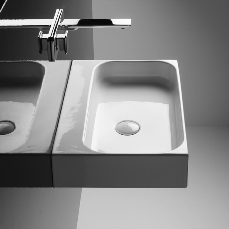 WS Bath Collections Unit 15.9'' Ceramic White Ceramic Rectangular Bathroom Sink with Overflow