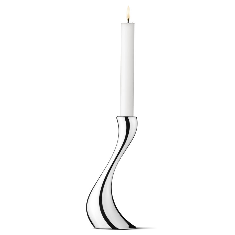Cobra Stainless Steel Candlestick, 9.45" H x 3.35" W x 3.54" D, Stainless Steel