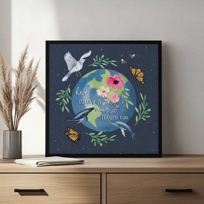 «Her future is our future too» par Elizabeth Tyndall, reproduction d'art, L 20 po x H 20 po, Noir, Impression encadrée
