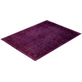 Overdyed Hand-Knotted Wool Modern-Contemporary Purple Area Rug 9' 1" x 12' 1"