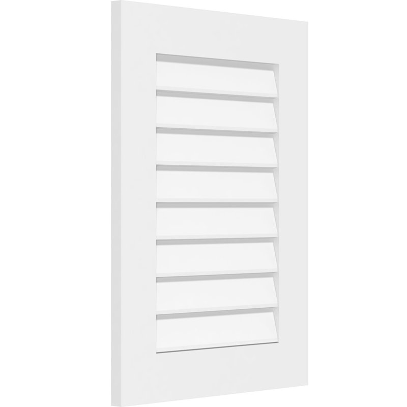Évent de pignon rectangulaire non fonctionnel à cadre standard en PVC, H 12 po x l 24 po