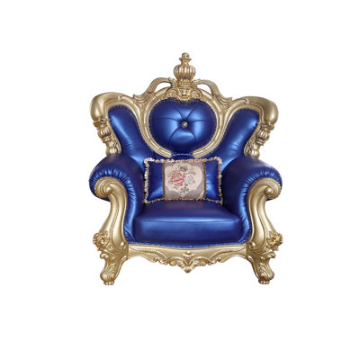European Style Solid Wood Luxury Sofa Chair Upholstered Armchair