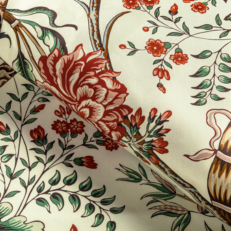 Manoir Luberon Print 100% Cotton Fabric, Red/Teal