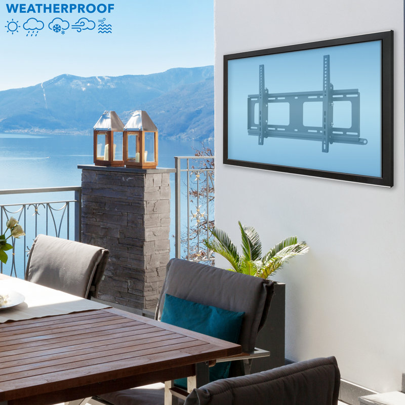 Weatherproof Black Steel Lockable Tilting TV Wall Mount for 37-80 Inch Screens