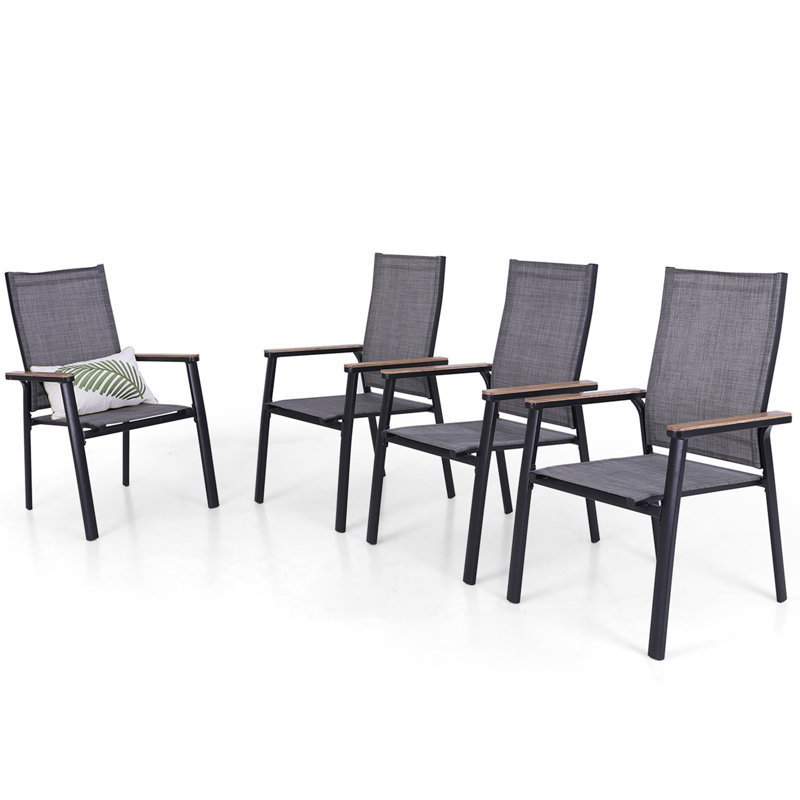 Jackie 6 - Person Patio Dining Set with Rectangular Table, Grey