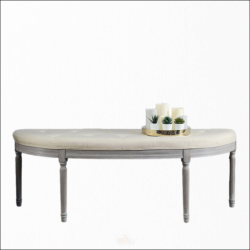 Banc rembourré capitonné beige clair Coastal