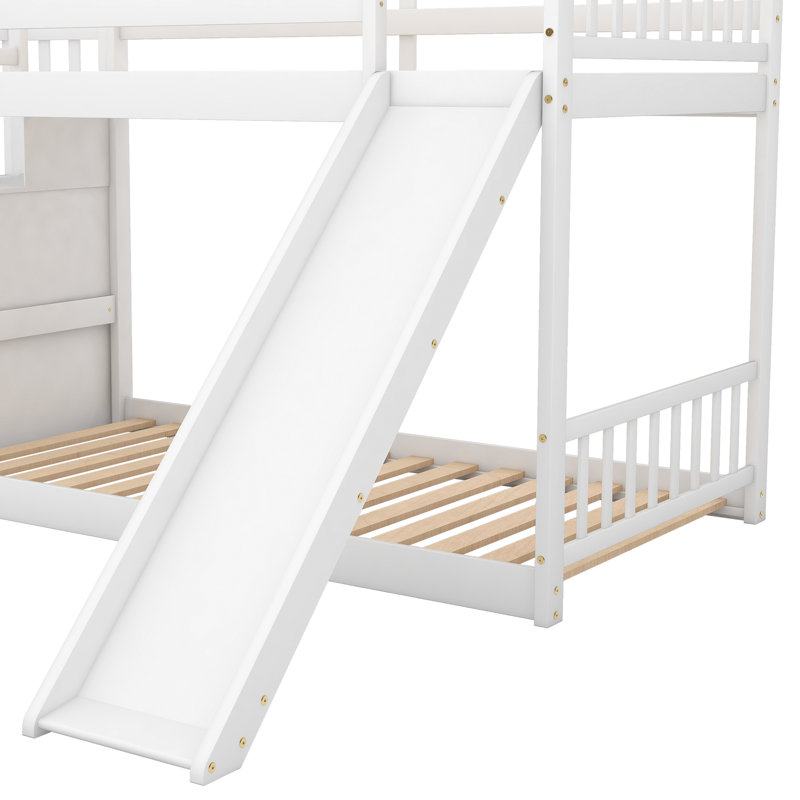 Lit superposé avec glissière et escalier - Tablettes de rangement compactes en bois de qualité compacte et de construction amusante requises