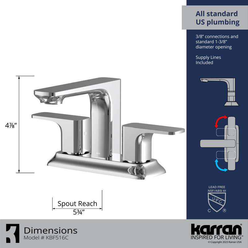 Robinet de salle de bain central avec drain Venda, Chrome