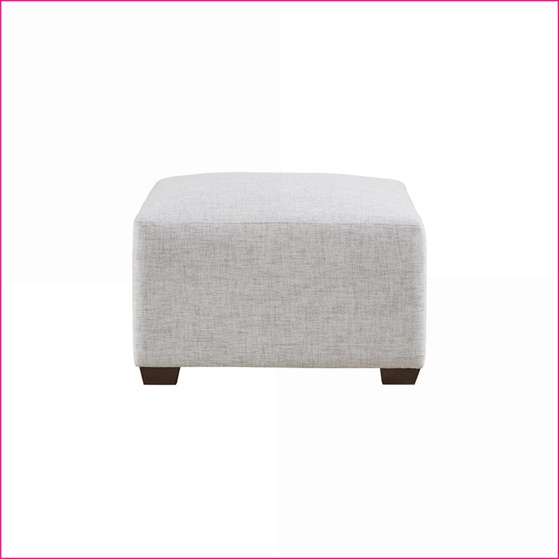 Repose-pieds, l 30 po x P 30 po x H 18 po, tissu moderne modulaire 100% polyester avec pieds espresso foncé pour le salon | Bois massif | Brun foncé