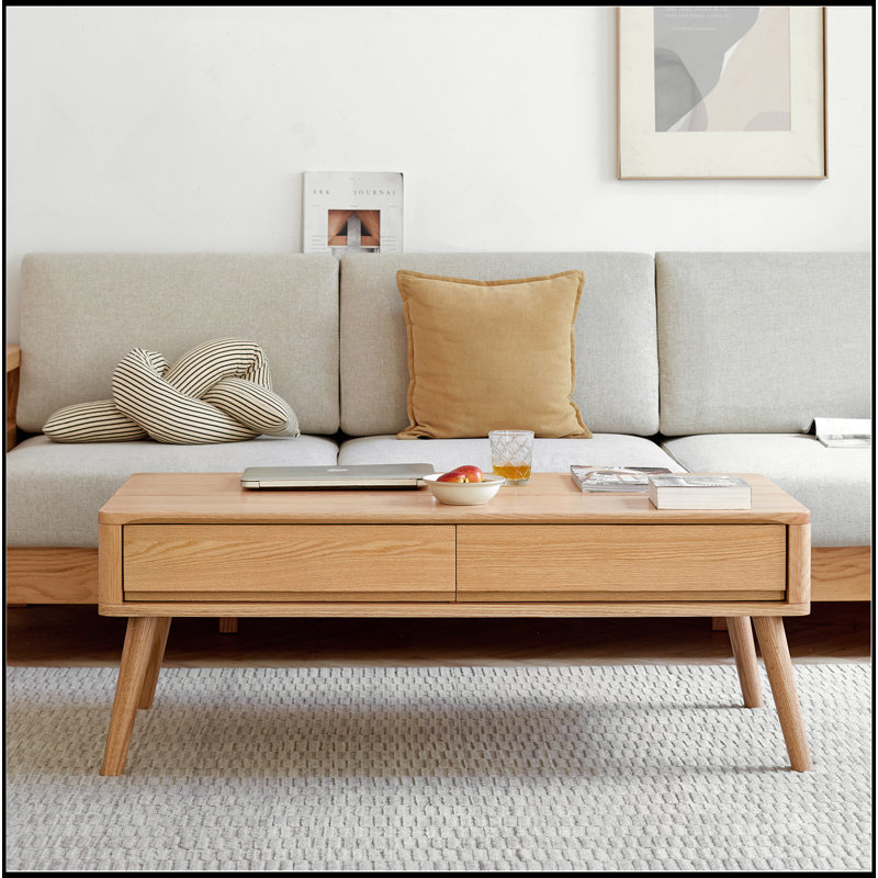 Table basse polyvalente en bois avec rangement dissimulé et construction durable