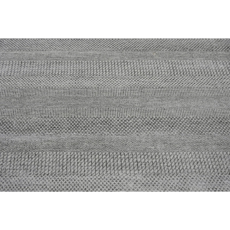 High-Quality Hand-Knotted Silver And Black Area Rug