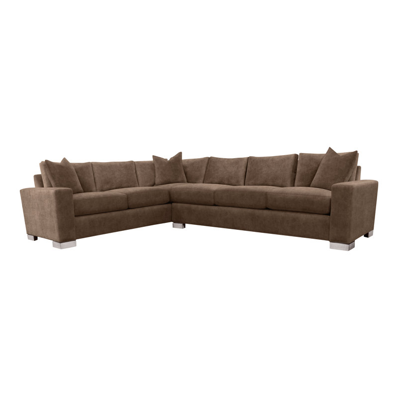 Canapé modulaire 2 pièces American Bungalow Claremont, Mélange de lin terre Nadia, Gris colombe