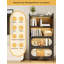  Armoire de cuisine à 5 niveaux avec 4 portes rabattables, support de boulanger de cuisine autoportant avec 4 roulettes, pour la salle à manger, le salon et la salle de bain, noir