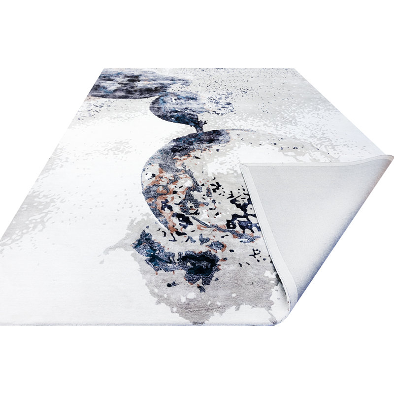 Tapis argenté et multicolore noué à la main de haute qualité, Rectangle 5 pi x 8 pi