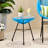 Tempered Glass Side Table With Blue Base, 17.52"W X 17.52"D 18.32"H, Stylish Outdoor Accessory Modern - Top & , Build