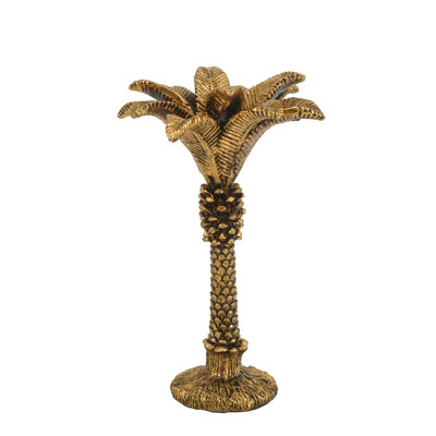 Coconut Palm Taper Candle Holder - 5" x 5" x 8.5" - Gold