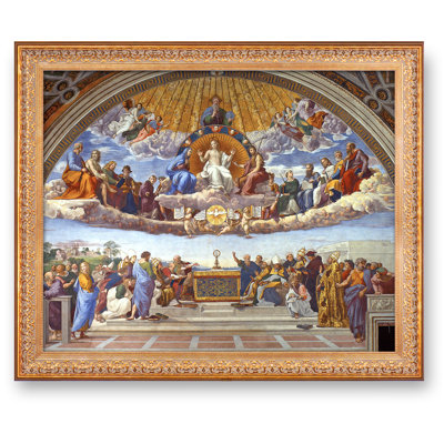 Disputation of the Holy Sacrament by Raphael,Vintage Pattern Gold Frame The World Classic Art Reproductions, Giclee Prints Wall Art for HomeDécor