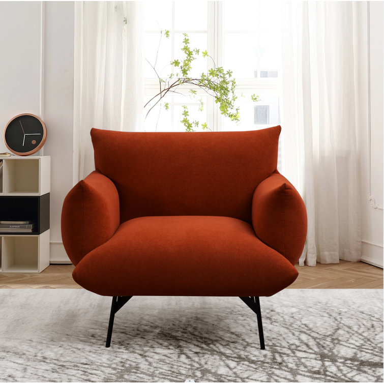 Orren Ellis Safwa | Upholstered with Thickened Soft upholstered Chair Metal Modern Pad, armchair Accent with Wayfair Stable Legs
