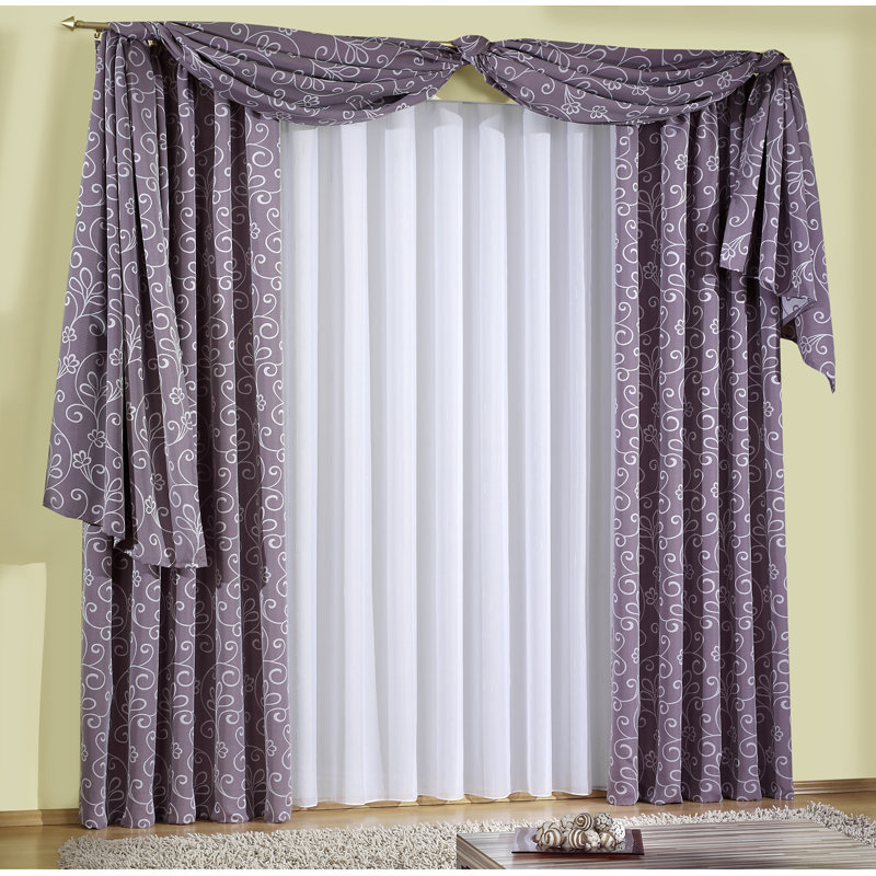 Jann Room Darkening Window Scarf, 500cm Width x 135cm Drop, Lilac