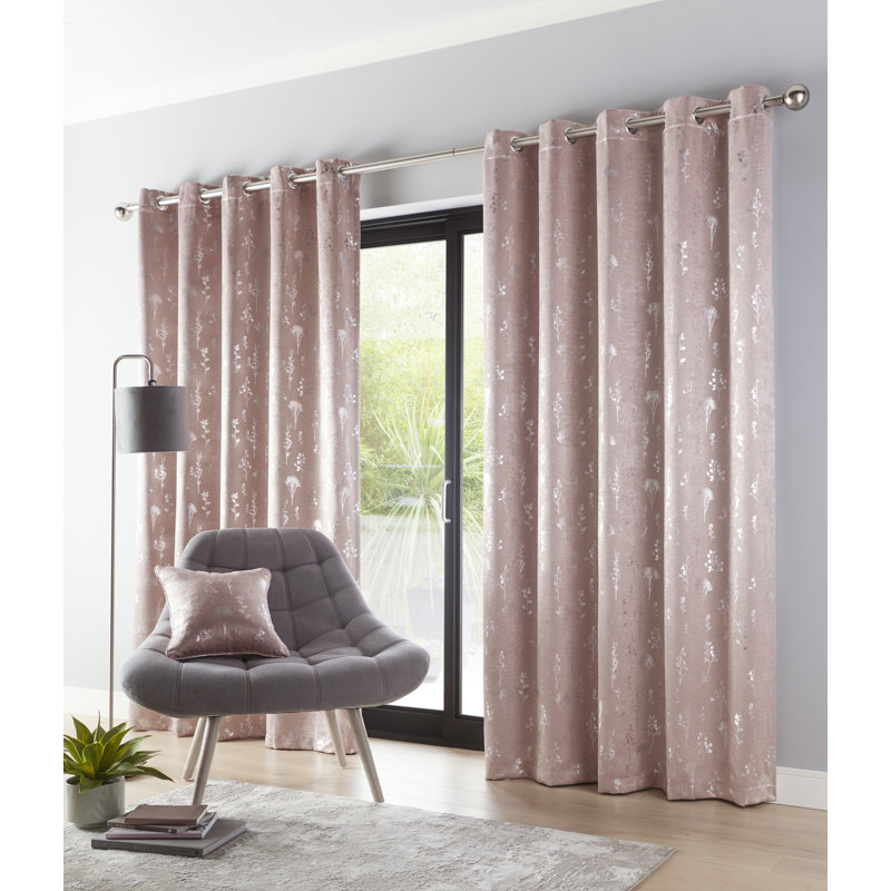 Bracken Room Darkening Curtain Pair, Navy, 117 W x 229 D cm
