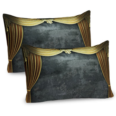 Ambesonne Opera Pillow Sham 2 Pack Theater Stage Classical Scene Grey Yellow