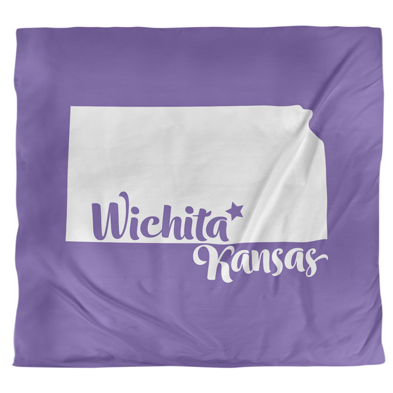 Housse de couette simple wichita Kansas, Housse de couette pour grand lit, Bleu, Microfibre