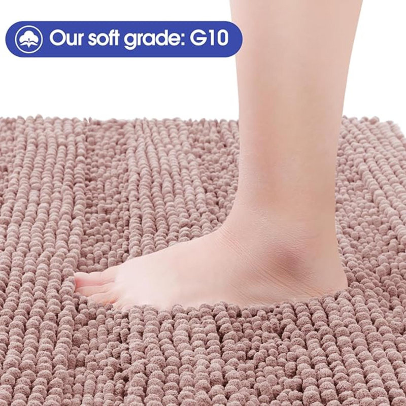 Striped Brown Bathroom Rug Set 3 Pieces Ultra Soft, Non Slip Chenille Toilet Mat, Absorbent Plush Shaggy Bath Mats For Bathroom, Bedroom, Kitchen