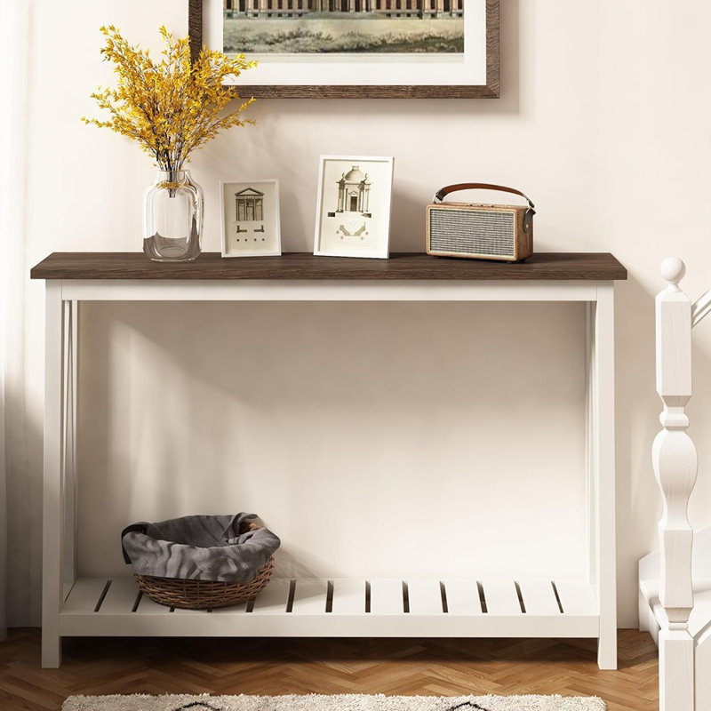 Rustic Farmhouse Console Table – Narrow Entryway Design, White