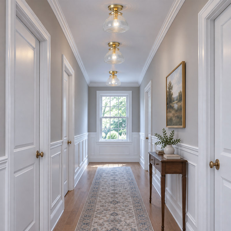 Modern Clear Glass Shade Semi-Flush Mount